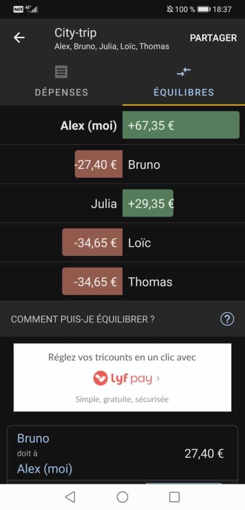 Tricount applications gratuites pour partager les dépenses